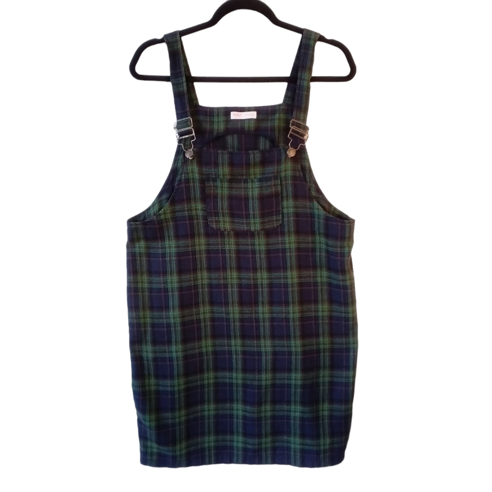 Romwe Plaid Overall Checkered Dress Size Large Green Dark Academia Preppy